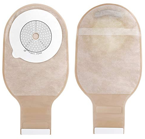 One Piece Ostomy Colostomy Bags, Drainable Pouches Ostomy Care Bag Incontinence Bags 70mm Cut Size for Ileostomy Care Supplies(Pack of 10)