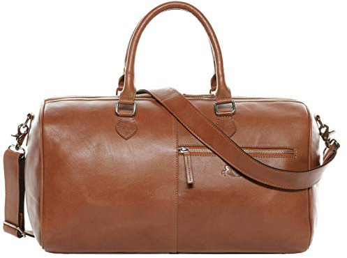 SID & VAIN große Weekender echt Leder - Sporttasche Seattle 46 cm groß - Reisetasche Handgepäck mit Schultergurt - Ledertasche Herren und Damen braun handgefertigt