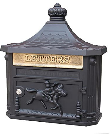 FYZS Europäische Stil Villa postbox Outdoor wasserdichte postbox Wand hängen kreative postbox Suggestion Box amerikanisch Land Retro postbox mit Schloss, 41x14.5x45.5cm (Color : Black)