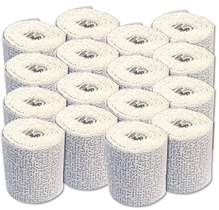 POP ROC Plaster of Paris Bandages 8cm x 3m Rolls – Pack of 16 Quick Setting Modroc Modelling Sculpting Strips – by Essential Arts