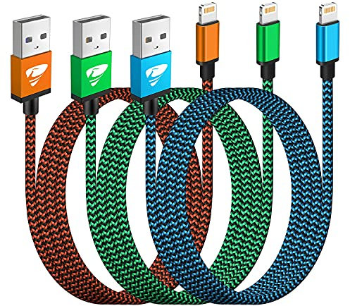 Yosou Cavo iPhone [2 Metri 3Pezzi] Cavo Lightning Usb Certificato MFi Cavetto iPhone Filo Caricatore Carica Rapida Caricabatterie Nylon per iPhone 14 13 Pro Max 12 11 XR XS X 8 7 6s 6 Plus SE iPad