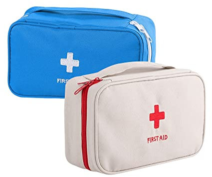 XINGSUI 2 Pezzi Kit di Pronto Soccorso,Mini Kit di Primo Soccorso Portatile,per le emergenze a casa,all'aperto, in campeggio(blu,grigio)