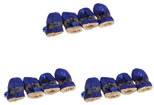 POPETPOP 12 Stück Pfotenriemen für Hunde Welpen Und Haustiere Blauer Fuß Kätzchen Stiefel Winterschutz Kleine Socke Plüsch Warmer Schutz Schnee Haustiere Schuhe Regenbefestigung Überschuhe