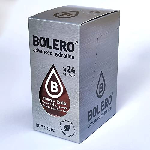 Bolero Drink - 24 bolsitas de 3 g de fruta preparada en polvo soluble para bebida fresca en agua, 72 gramos endulzado con stevia (Cherry Kola)