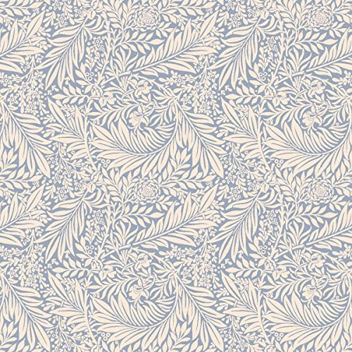 Cotton Fabric - William Morris Larkspur Azure Blue & White Floral - Craft Fabric Material Metre