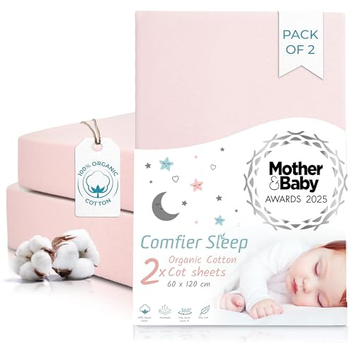Sabanas Cuna 60x120 Algodon – 100% Orgánico Completamente Natural Rosa Bajera Cuna 60x120 cm Ajustable Y Transpirable – Juego De 2 Sabanas Minicuna Suaves para Bebé