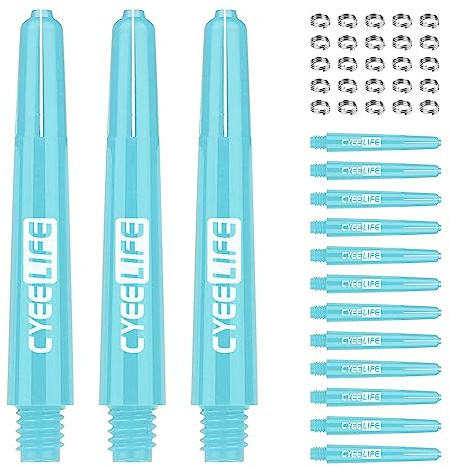 CyeeLife 15 st dartaxlar med 20 st metallringar, 5 uppsättningar plaststammar blå 35 mm