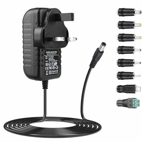 SZZKtech 12v ac adapter power supply charger with 8 DC plug tips ac to dc12v 2a 1.5a 1a 800ma 600ma 500ma 400ma 200ma 100ma power cord 12volt converter inverter ac-dc adapter