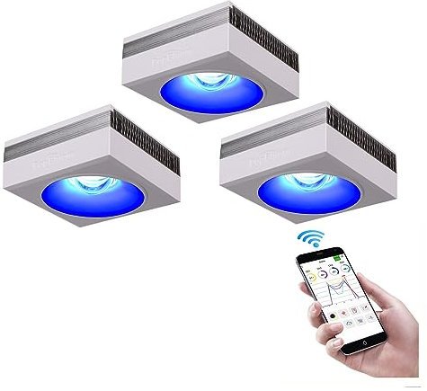 PopBloom RL90 Aquarium Beleuchtung Meerwasser Led für Aquarium Led Meerwasser Reef Lampe für 130-170cm Salzwasser Aquarien, App-Steuerung (3 RL90 WiFi mit Hängeset)