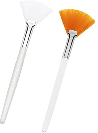Cepillos de Máscara de Abanico,2 Pcs Brocha para Mascarilla Facial,para Pelar Maquillaje de Mascarilla,Cepillos Aplicadores Facialesl,Herramientas de Maquillaje Pinceles(Blanco/Marrón)