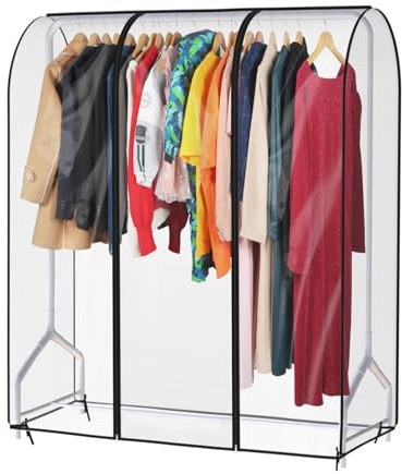 Syeeiex 4ft Transparente Kleiderständer Abdeckung Mit 2 Reißverschluss Große Kleiderbügel schutzhülle Staubdicht Garment Abdeckung für Kleiderständer 127 x 50cm