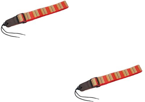 Toyvian 2stücke Bunter Streifen-gitarrengurt Mit Lederenden Verstellbarer Langlebiger Gurt Gitarre Und Bass Atmungsaktiv Modisch Orange