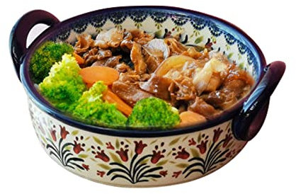 ECOLFE Salad Bowls,Soup Bowls, French Onion Soup Bowl 33oz Retro Ceramic Soup Bowl with Handle Suitable for Barbecue Salad Oat Stew Pasta Bowl-Tulip (Color : Tulip)