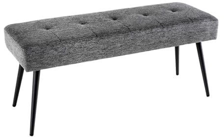 Riess Ambiente Design Sitzbank Boutique 100cm grau Strukturstoff Schwarze Metallbeine, Polsterbank in modernen Stil, Flurmöbel, Esszimmerbank