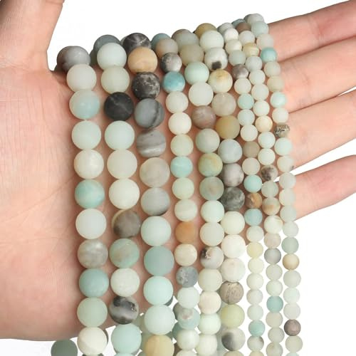 Herzwild naturlig matta, Amazonit, pärlor, ädelstenspärlor, runda ädelstenspärlor, med hål för smycken, pyssel, trä på, gör-det-själv armband, halsband, smyckestillverkning (Amazonit (matt) – 6 mm)
