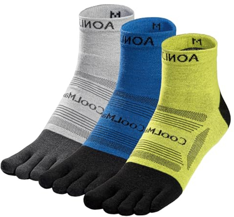 TRIWONDER 3 Paio Calzini da Corsa Anti-Vesciche Calze a 5 Dita Calzini Sportivi da Corsa Esercizi Running per Uomo Donna(D - 3 Colori, L)