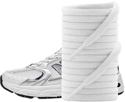 UamGlsob Lacci sportivi da ginnastica ovali (6mm) per New Balance Sneaker, Ideali per scarpe da cammino e corsa (White, 115cm)