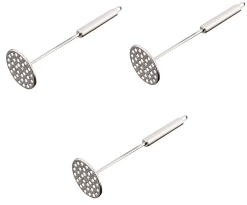 Potato mashers, 2pcs Potato Crusher Tool Heavy Duty Potato Masher Potato Ricer Potato Strainer Fruit Vegetable Press Hand Tools Commercial Kitchen Supplies Fruit Masher Juicer Stainless Steel Baby (C
