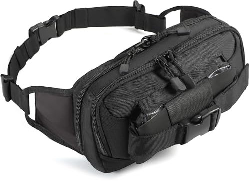 LarKoo Sac Banane Tactique pour Sac de Transport dissimulé, Sac Banane CCW pour Homme et Femme, équipement EDC avec Sangle réglable et écran Tactile, Noir, Middle, Sports et Formels