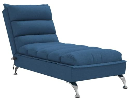 vidaXL Massageschäslong med dynor blå tyg, schäslonger, massageschäslonger, massagesoffor, massageschäslong, massagesoffa, schäslong i tyg