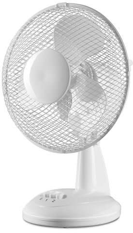 Daewoo 9 Inch Desk Fan, With Oscillation, Tilt Up And Down, 2 Speeds, 3 Blades, Non Tilt Base, Cooling For Bedrooms, Offices And More, White