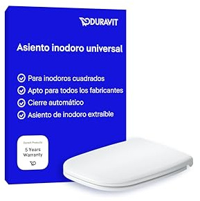 Duravit tapa wc universal, asiento de inodoro angular, tapa wc con doble mecanismo de cierre suave, tapadera wc Cierre rápido para facilitar la instalación, Fabricado en la UE, Blanco