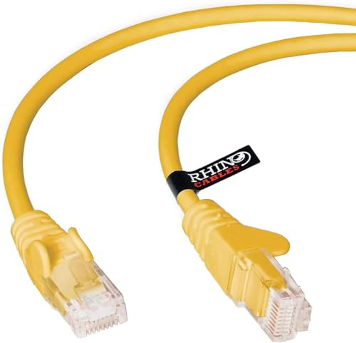rhinocables CAT 5e High-Speed Ethernet Cable - Reliable LAN Network RJ45 Cable for Fast Internet & Data Transfer | Durable WiFi Broadband Cable for Gaming & Streaming, (5m, Yellow, Pack of 7)