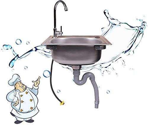 GODFSAHG Wall Mounted/Self Rimming Bathroom Sink，Commercial Wall Mount Sink,Stainless Steel Sink,Single Bowl Sink,Space Saving,Garage Garden Kitchen Laundry Room,Outdoor （unit：cm） (Size : 4