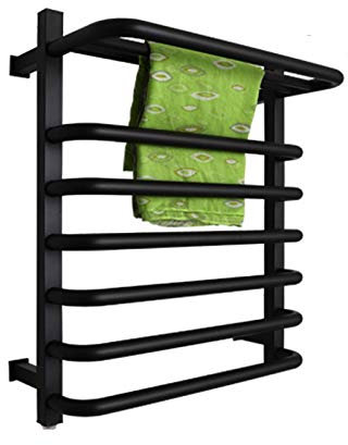 Electric Heated Towel Rack Electric Towel Warmer Drying Rack, 304 Stainless Steel Electric Heated Towel Rail Radiator, with Shelf Bathroom Wall Mounted Heated Towel Rack,White,Plug in (Black Plug in)
