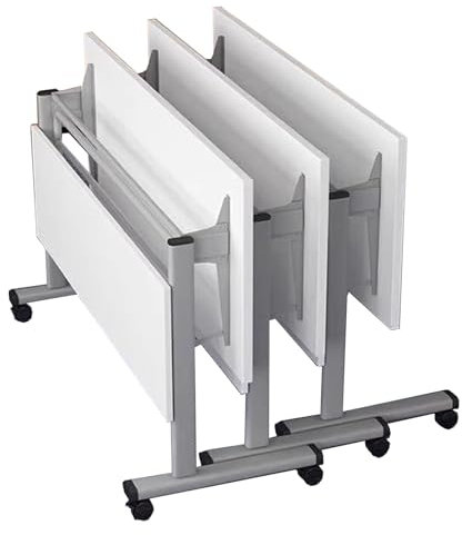 Mobiler Trainingstisch mit Lenkrollen, zusammenklappbar, Konferenztisch für Schulen und Unternehmen, rechteckig, Besprechungstische (weiß, 3 Stück, 159,8 x 49,8 x 74,9 cm)