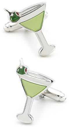 Boutons de manchette de cocktail pour hommes Qualité Laiton Matériau Vert Couleur Vin Verre Design Boutons de Manchette