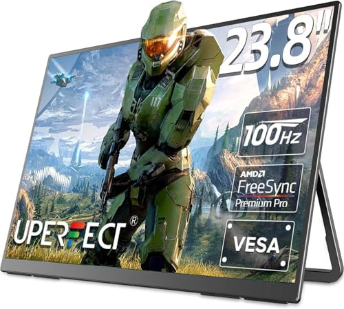UPERFECT QLED 24 120Hz Portable Monitor 1080P 125% sRGB 400Nits w/Stand & VESA, HDMI USB-C FHD Travel Monitor for Laptop/Gaming Devices/Phone/Mini PC, External Second Screen for Gaming & Work