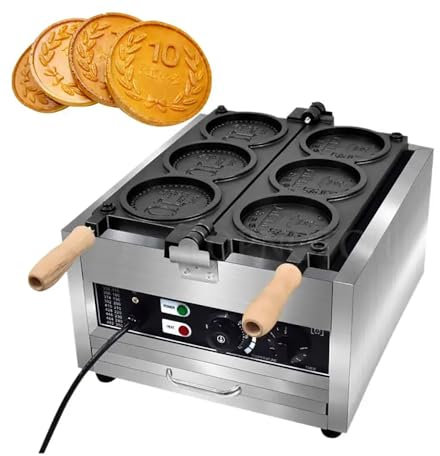 Máquina Para Hacer Gofres Redonda Comercial, Temperatura Constante De Doble Cara, Sartén Antiadherente, Control Inteligente De Temperatura, Máquina Para Hacer Gofres Con Monedas De Queso Adecuada Para