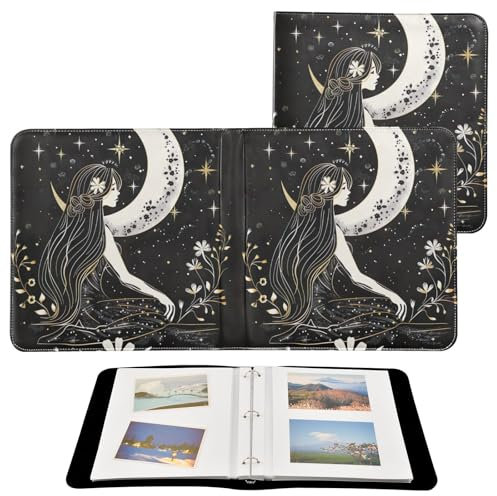 Moon Goddess Fotoalbum mit Blumenmuster, weiches PU-Leder, mit selbstklebenden Seiten, Sammelalbum, 20 Seiten