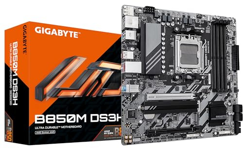 GIGABYTE B850M DS3H Scheda Madre - Processori AMD Ryzen Serie 9000, 16+2+2 fasi VRM digitali, fino a 8200MHz DDR5 (OC), 1xPCIe 5.0 + 1xPCIe 4.0 M.2, LAN 2.5, USB 3.2 Gen 2