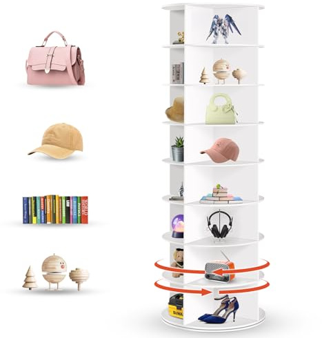 DailySee Drehbares Schuhregal, 8 Etagen, um 360° drehbarer Schuh-Organizer, drehbares Regal, platzsparend, große Kapazität, Aufbewahrung, Schuhregal, Karussell für Eingangsbereich, Schrank und