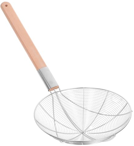 CIMAXIC Écumoire araignée en acier inoxydable, passoire à pâtes professionnelle avec long manche, louche passoire asiatique, cuillères écumoire en fil métallique pour la cuisson et la friture, 26