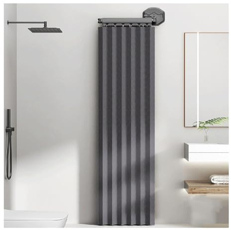 Set di tende da doccia pieghevoli con montaggio a parete, design ad angolo a tenuta stagna, ad asciugatura rapida, per vasca da bagno e spogliatoi (grigio, 0-70 cm, 200 cm) - soluzione salvaspazio