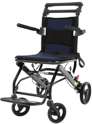 Sedia da trasporto leggera per adulti, sedia a rotelle, pieghevole, con custodia, per famiglie, case di cura e ospedali, 84 x 48 x 89 cm