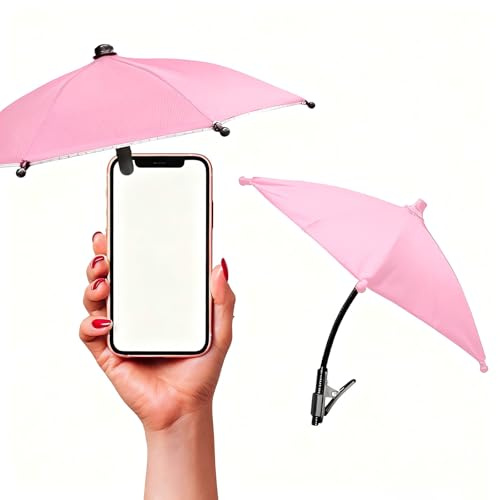 Leeneen Phone Umbrella-Anti-Glare Sun Shade,Phone for Sun iPhone,Clip On Umbrella for Shade,Protects from Sunlight and Glare,Outdoor Activities,Universal Fit for All Smartphones (Pink)