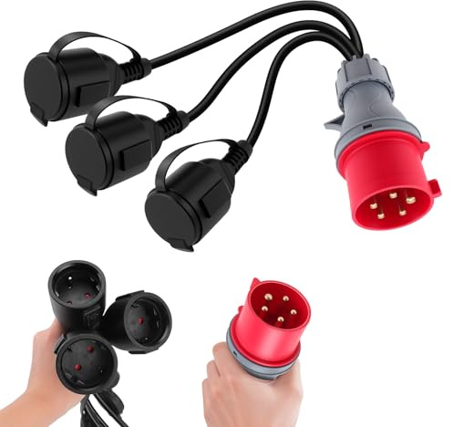 Adattatore CEE a corrente alta 400 V, spina 16 A su 3 X 230 V, distributore di corrente ad alta tensione IP44, cavo adattatore CEE, splitter ad alta corrente