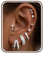 Chriscoco 8 Paires Boucles d'oreilles Femme Créole Plaqué Or 14K Creoles Argent Hypoallergénique Piercing Oreille Acier Inoxydable Boucles d'oreilles Femme Argent Piercing Tragus Helix