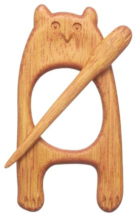 sourcing map Broche en bois en forme d'ours pour châle vintage - Broche en bois pour femme et fille