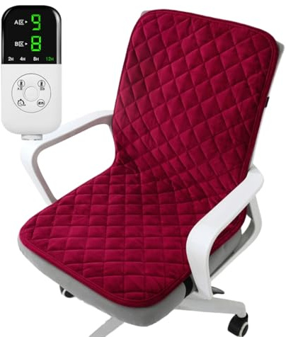 IFIKK 45x90cm Coussin de siège chauffant électrique Chaise de bureau Tapis chauffant Smart Timer Coussin chauffant d'hiver Dossier intégré