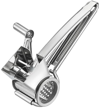 Ipetboom Rallador de Queso Manivela de Acero Inoxidable 304, Rallador y Rebanador Manual, Herramienta de Cocina Profesional para Hogar y Restaurante, Color Plateado, 1 Unidad