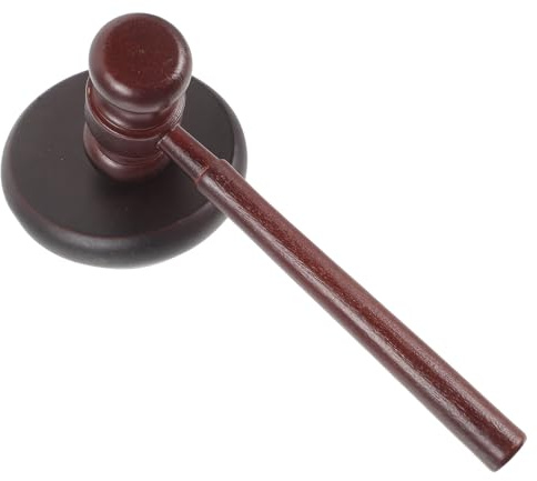 FONDOTIN Martelletto del Giudice in Legno Massello, Martello di Legno Portatile Base, Accessorio per Aste e Ufficio, Regalo per Avvocati e Dirigenti, Strumento Pratico e Compatto