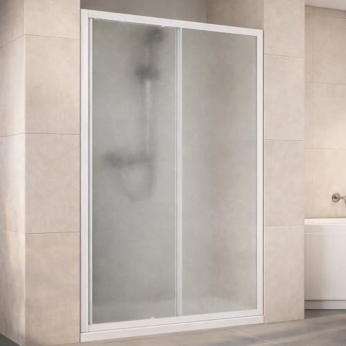 Porta Doccia Blank Nicchia Scorrevole 100/120/140 cm – Vetro Temperato Opaco 4 mm – Profili in Alluminio Bianco – Altezza 190 cm – Box Doccia Salvaspazio per Bagno (140 (da 137 a 141 cm))
