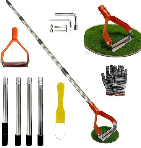 RURIZHONGTIAN Pendelhacke mit Stiel 161cm, Steigbügelhacke Unkraut Entferner Gerät, Gartenhacke Mit Edelstahl Stiel, Vielseitige Unkrauthacke Hand,für Unkrautjäten, Lösen von Erde