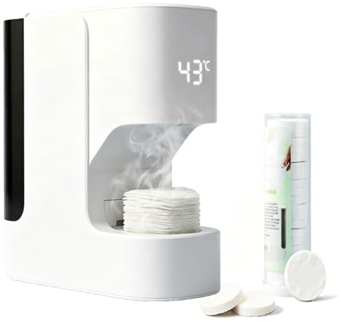 Dispenser Automatico Di Asciugamani Caldi, Scalda Asciugamani Compresso Automatico con 20 Asciugamani Compressi, Riscaldamento In 3 Secondi E Temperatura Costante Di 55°C, Sistema Di Comando Vocale