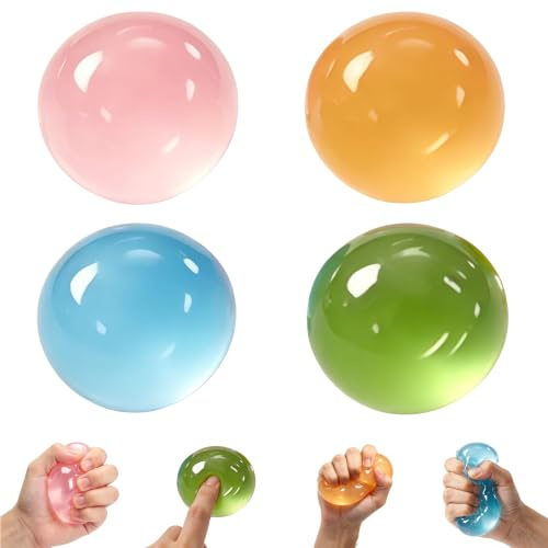 4 Stück Kokosöl Stressball, Coconut Oil Squishy, Anti Stress Spielzeug, Squishy Fidget Toys, Anti Stress Bälle, Squishy Coconut Oil Antistressball, für ADHD Autismus Geburtstag Gastgeschenke